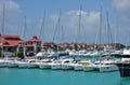 The Eden Island Marina for luxury yachts in Mahe, Seychelles Royalty Free Stock Photo
