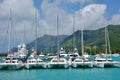 The Eden Island Marina for luxury yachts in Mahe, Seychelles Royalty Free Stock Photo