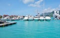 The Eden Island Marina for luxury yachts in Mahe, Seychelles Royalty Free Stock Photo