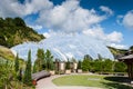 Outside the interactive tourist biodomes of Eden Project.