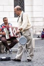 Ederly man with walking crutch in the city Royalty Free Stock Photo