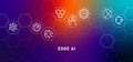 Edge AI gradient header device nodes computing programming real time connection algorithm machine learning artificial Royalty Free Stock Photo