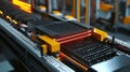 An edge computing component integrated into a smart sensor on a production line with pulsing light indicators displaying