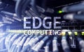 EDGE computing, internet and modern technology concept on modern server room background Royalty Free Stock Photo