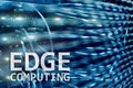 EDGE computing, internet and modern technology concept on modern server room background