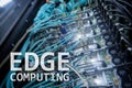 EDGE computing, internet and modern technology concept on modern server room background Royalty Free Stock Photo