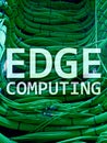 EDGE computing, internet and modern technology concept on modern server room background Royalty Free Stock Photo