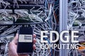 EDGE computing, internet and modern technology concept on modern server room background Royalty Free Stock Photo