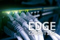 EDGE computing, internet and modern technology concept on modern server room background Royalty Free Stock Photo