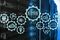 EDGE COMPUTING on modern server room background. Information technology and business concept for resource intensive