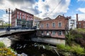 Edge of Downtown Brattleboro, Vermont above the Whetstone Brook Royalty Free Stock Photo