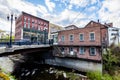 Edge of Downtown Brattleboro, Vermont above the Whetstone Brook Royalty Free Stock Photo