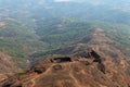 Edge of the fort with water bodies from the Suvela Machi top, Rajgad fort