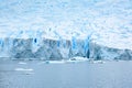 Edge of glacier, glacier front, with blue and turquoise light in pressed ice, Neko Harbour, Antarctica Royalty Free Stock Photo