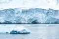 Edge of glacier, glacier front, with blue and turquoise light in pressed ice, Neko Harbour, Antarctica Royalty Free Stock Photo