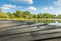 Edge of an old dock at a lake in Saginaw, Michigan Royalty Free Stock Photo