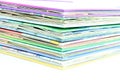 Edge of the stack of colored paper