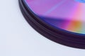 Edge of a stack of reflective CD/DVD Royalty Free Stock Photo