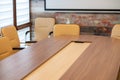 Edge of the table in the meeting room Royalty Free Stock Photo