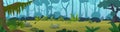 Edge tropical jungle cartoon panorama vector illustration horizontal background