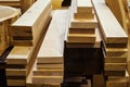 Edged boards stacked in stacks Royalty Free Stock Photo
