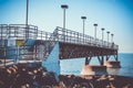 Edgewater pier overlooking Lake Erie in Cleveland, Ohio Royalty Free Stock Photo