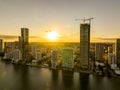 Edgewater Miami sunset buildings under construction Royalty Free Stock Photo