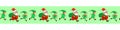 Edging, ribbon, border of Santa Claus and Cute little Christmas Elves. Vector seamless pattern, decoration