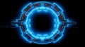 Edgy and bold circle frame with blue neon and geometry
