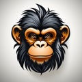 Edgy Caricature Of A Chimpanzee Head With Vibrant Color Gradients