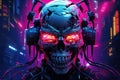 Edgy Cyberpunk skull. Generate Ai