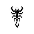 Edgy scorpion logo line, abstract, zodiac sign sharp scorpio, tribal tattoo design graphic illustration symbol in trendy outline l