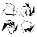 Edgy, sharp, chaotic, and random shape. Crushed, distorted, deformed angular abstract element