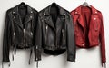 Edgy Street Style: Chic Leather Jackets Pairing isolated on a transparent background.