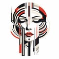 Edgy Woman: Retro Graphical Art Deco Illustration Royalty Free Stock Photo