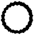 Edgy, zigzag circle frame, circle border. Textured circular shape Royalty Free Stock Photo