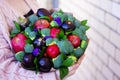 Edible bouquet, apples, broccoli, greens