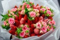 Edible bouquet, strawberries in glaze, strawberries, flowers