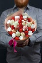 Edible bouquet, strawberries in glaze, strawberries, flowers