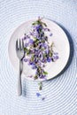 Edible flowers on plate Royalty Free Stock Photo