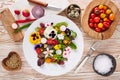 Edible flowers salad in a plate Royalty Free Stock Photo