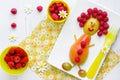 Food art for kids from fresh fruits and berries Royalty Free Stock Photo