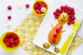 Edible funny man from fresh fruits and berries Royalty Free Stock Photo