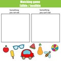 Edible inedible educational children game, kids activity sheet