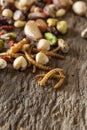 Edible insects and nuts Royalty Free Stock Photo