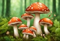 Edible mushrooms in a forest on green background Royalty Free Stock Photo