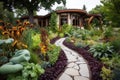 edible plants along a winding garden path Royalty Free Stock Photo