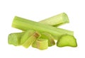 Edible rhubarb stalks on a white background Royalty Free Stock Photo