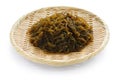 Edible seaweed, mozuku on a bamboo basket, japanes