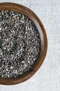 Edible seeds of chia, Salvia hispanica, a flowering plant of the mint family. A popular healthy food product